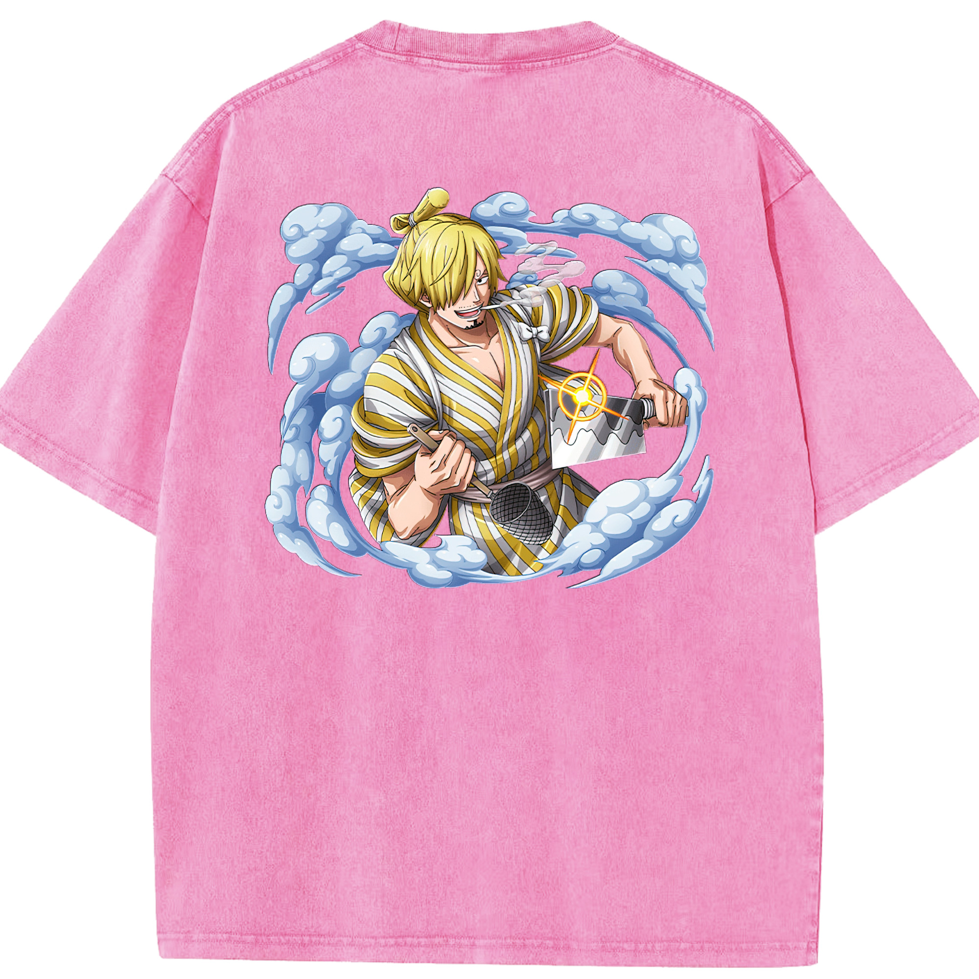 ワンピース サンジ ONE PIECE Sanji 綿100% ヴィンテージ風 半袖Tシャツ（背面プリント）